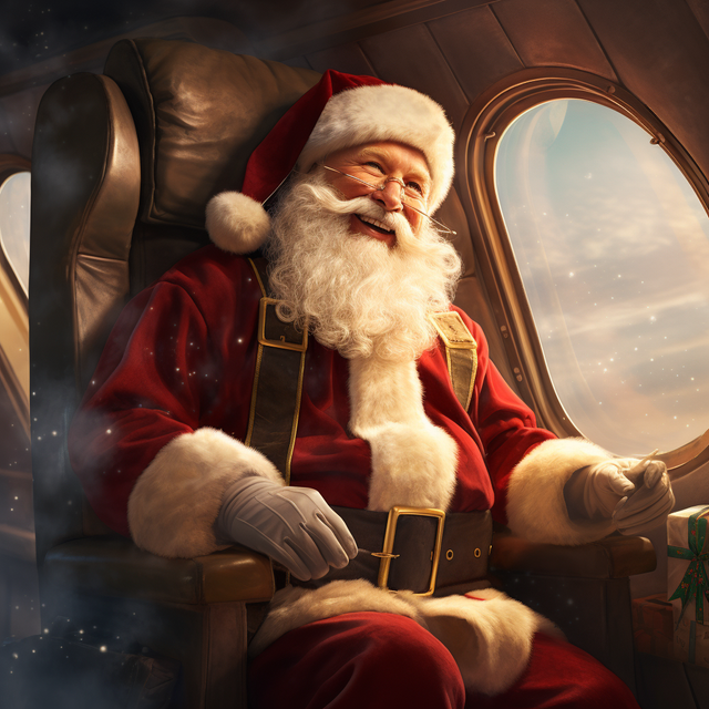 SANTA CLAUS #6  ON THE PLANE