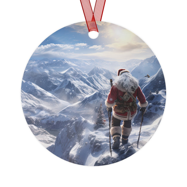 SANTA CLAUS #15 MOUNTAIN STROLL Metal Ornaments