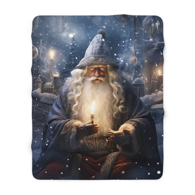 SANTA CLAUS #21 BLUE WIZARD Sherpa Fleece Blanket