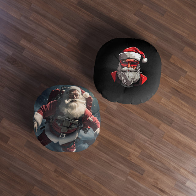 SANTA CLAUS #16 Astronaut : Tufted Floor Pillow, Round