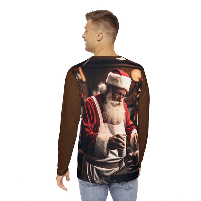 SANTA CLAUS #5  BARISTA Men's Long Sleeve Shirt (AOP)