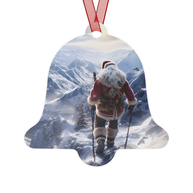 SANTA CLAUS #15 MOUNTAIN STROLL Metal Ornaments