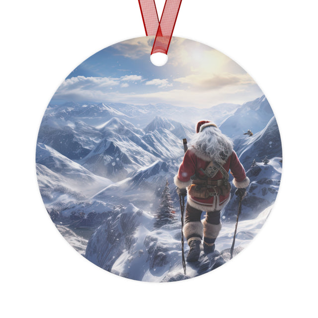 SANTA CLAUS #15 MOUNTAIN STROLL Metal Ornaments