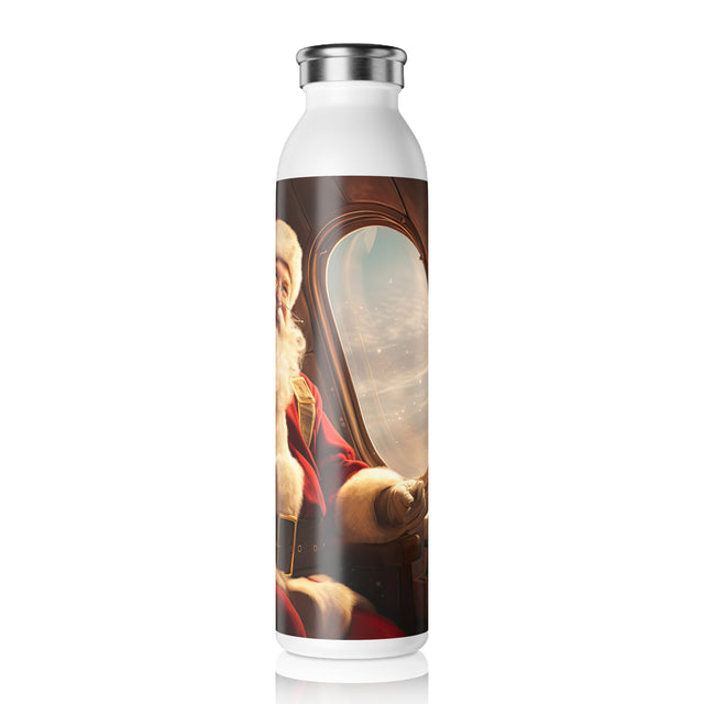 SANTA CLAUS #6  ON THE PLANE Slim Water Bottle