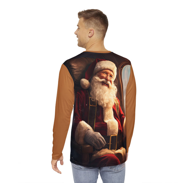 SANTA CLAUS #6  ON THE PLANE Men's Long Sleeve Shirt (AOP)