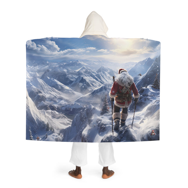 SANTA CLAUS #15 MOUNTAIN STROLL Hooded Sherpa Fleece Blanket