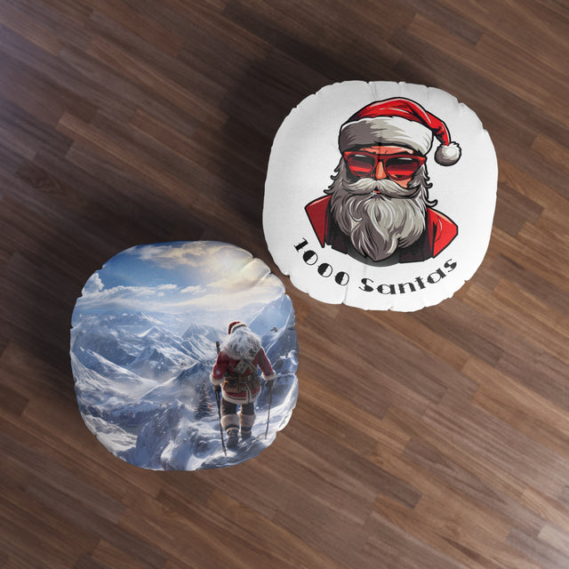 SANTA CLAUS #15 MOUNTAIN STROLL Tufted Floor Pillow, Round