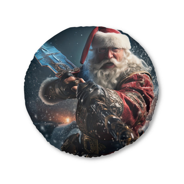 SANTA CLAUS #22 SWORDFIGHTER Tufted Floor Pillow, Round