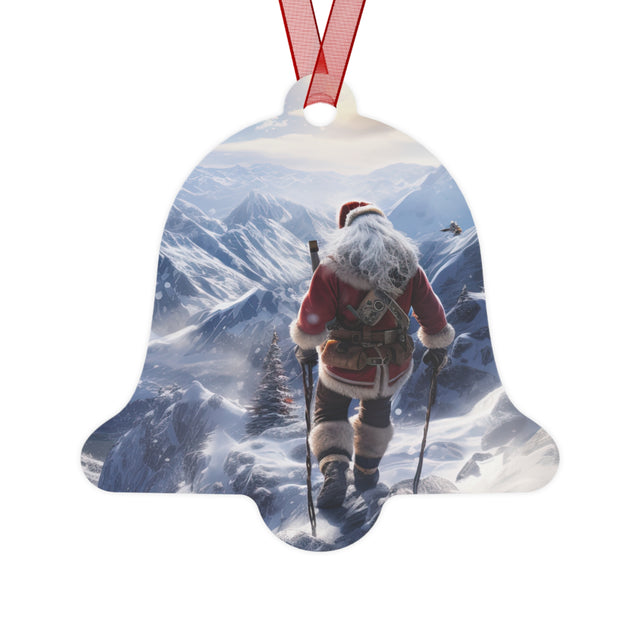 SANTA CLAUS #15 MOUNTAIN STROLL Metal Ornaments