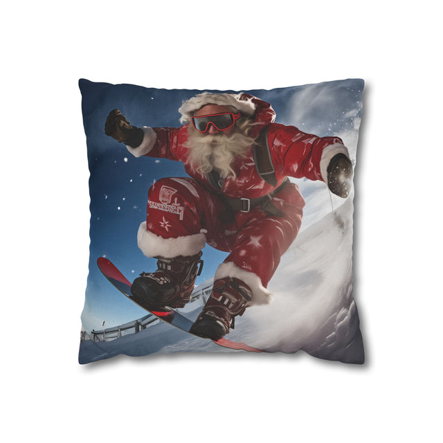 SANTA CLAUS #1 Champion Snowboarder Spun Polyester Square Pillow Case