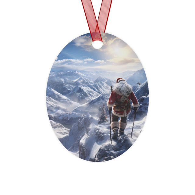 SANTA CLAUS #15 MOUNTAIN STROLL Metal Ornaments