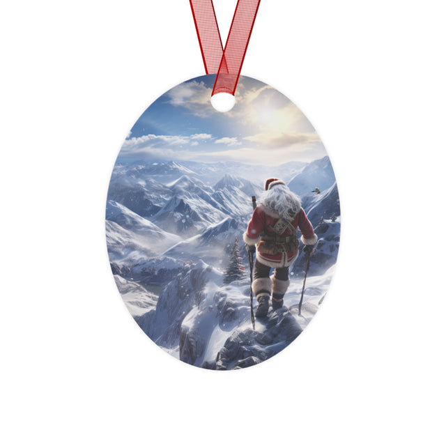 SANTA CLAUS #15 MOUNTAIN STROLL Metal Ornaments