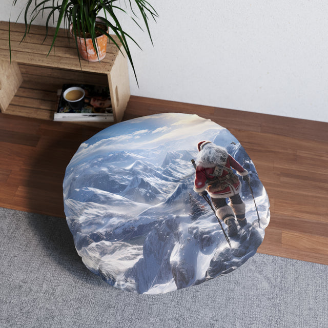 SANTA CLAUS #15 MOUNTAIN STROLL Tufted Floor Pillow, Round